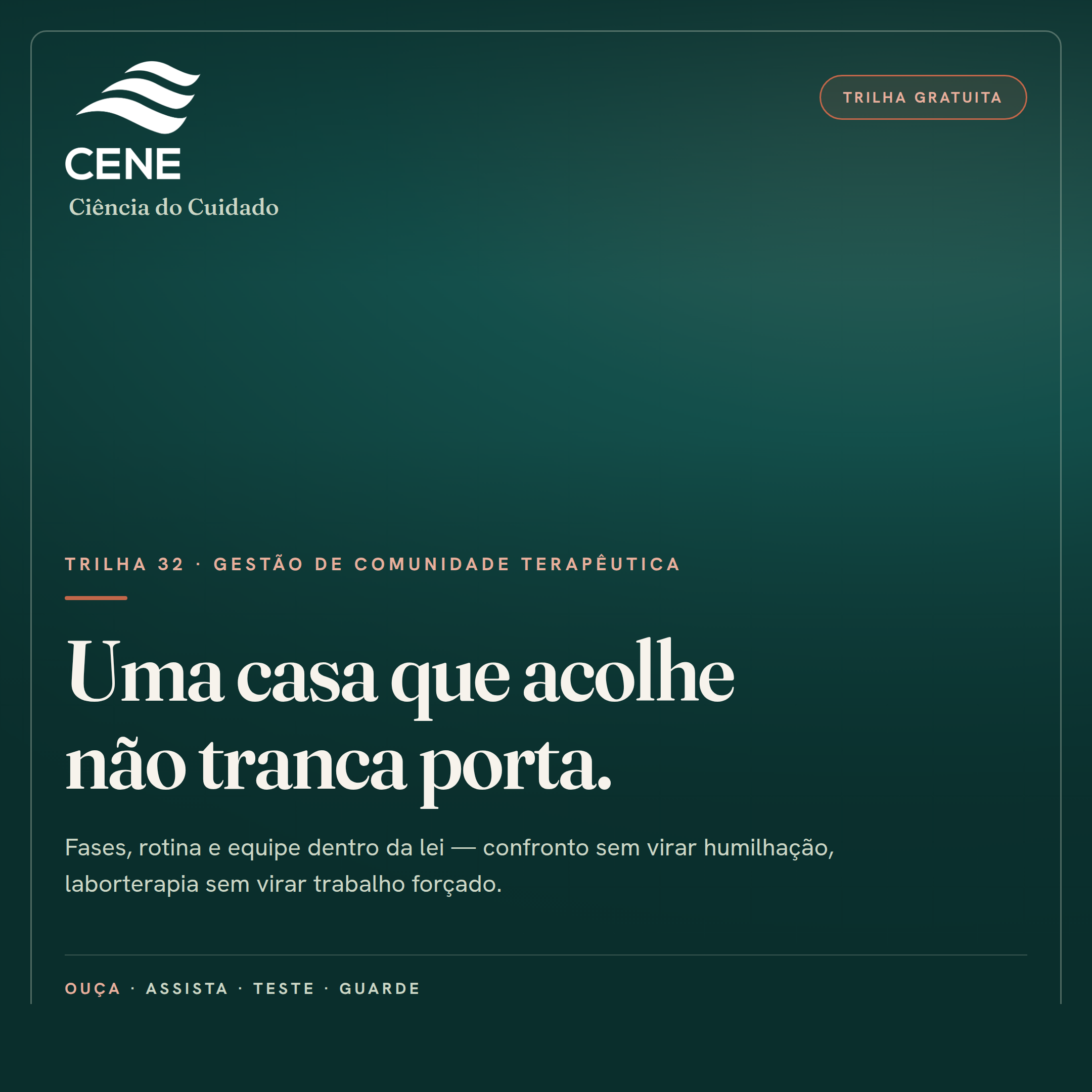 Gestão e Operação de Comunidade Terapêutica